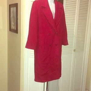 Wool coat red 100 percent wool like new.size 8